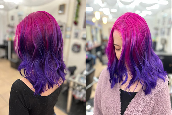 Girl after having Pulp Riot Rainbow Color applied to her hair