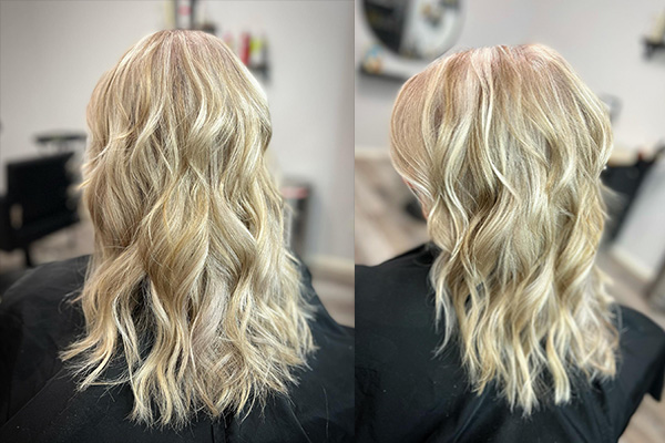 Girl Long blonde hair restoring