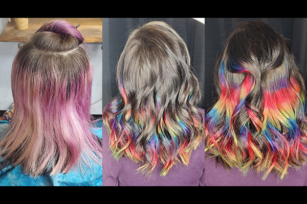 Girl with Rainbow hair from Pulp Riot color treatment